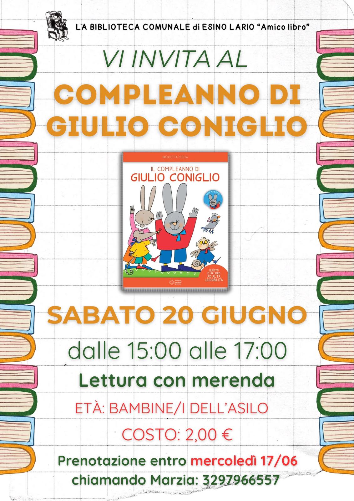 evento giulio coniglio 2026 06 20